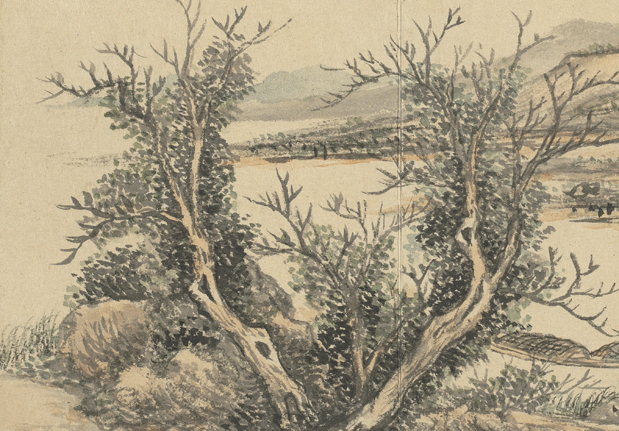 清董邦達仿倪瓚山水　冊　清江垂釣